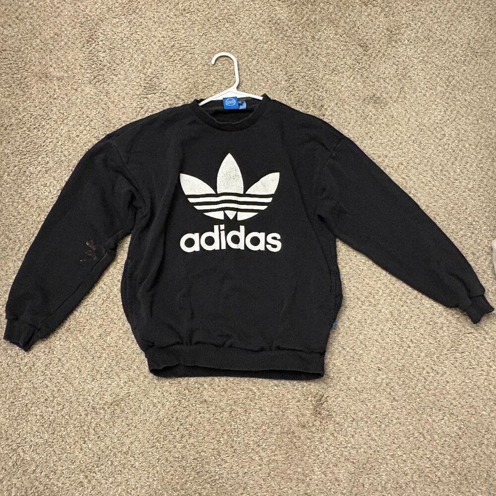 ADIDAS Womens Graphic Sweatshirt Jumper Black Size XS